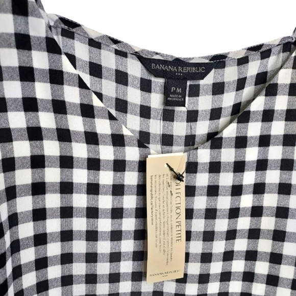 BANANA Republic Black & White Checkered Spaghetti Top Size Medium Petite NWT - Picture 4 of 5